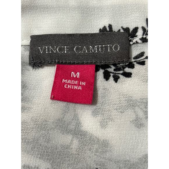Vince Camuto Kimono Sleeves Blouse Size M White And Black Button Sheer Tunic Top - Picture 6 of 7